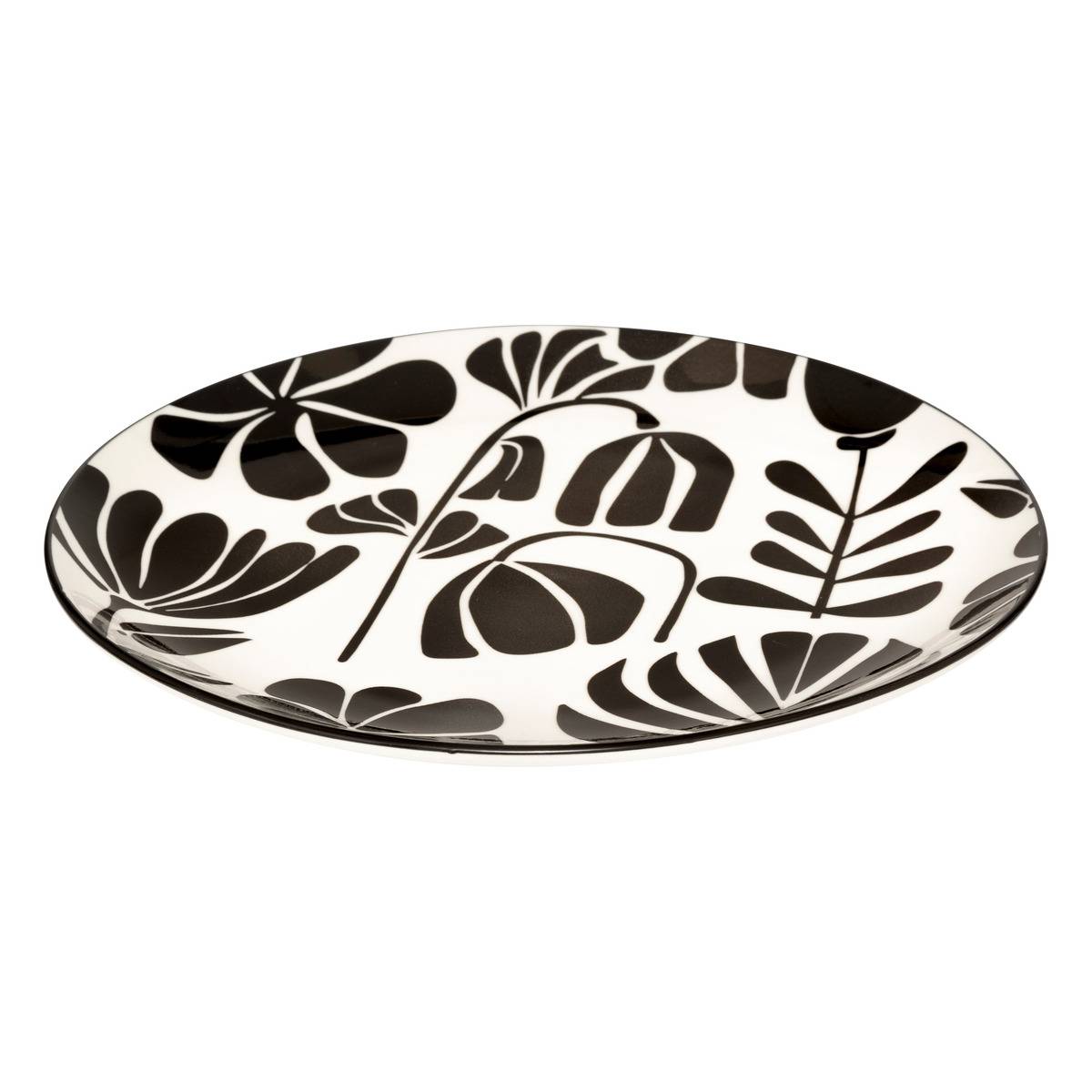 Lot de 6 assiettes plates en porcelaine TWIS noir et blanc, SECRET DE GOURMET