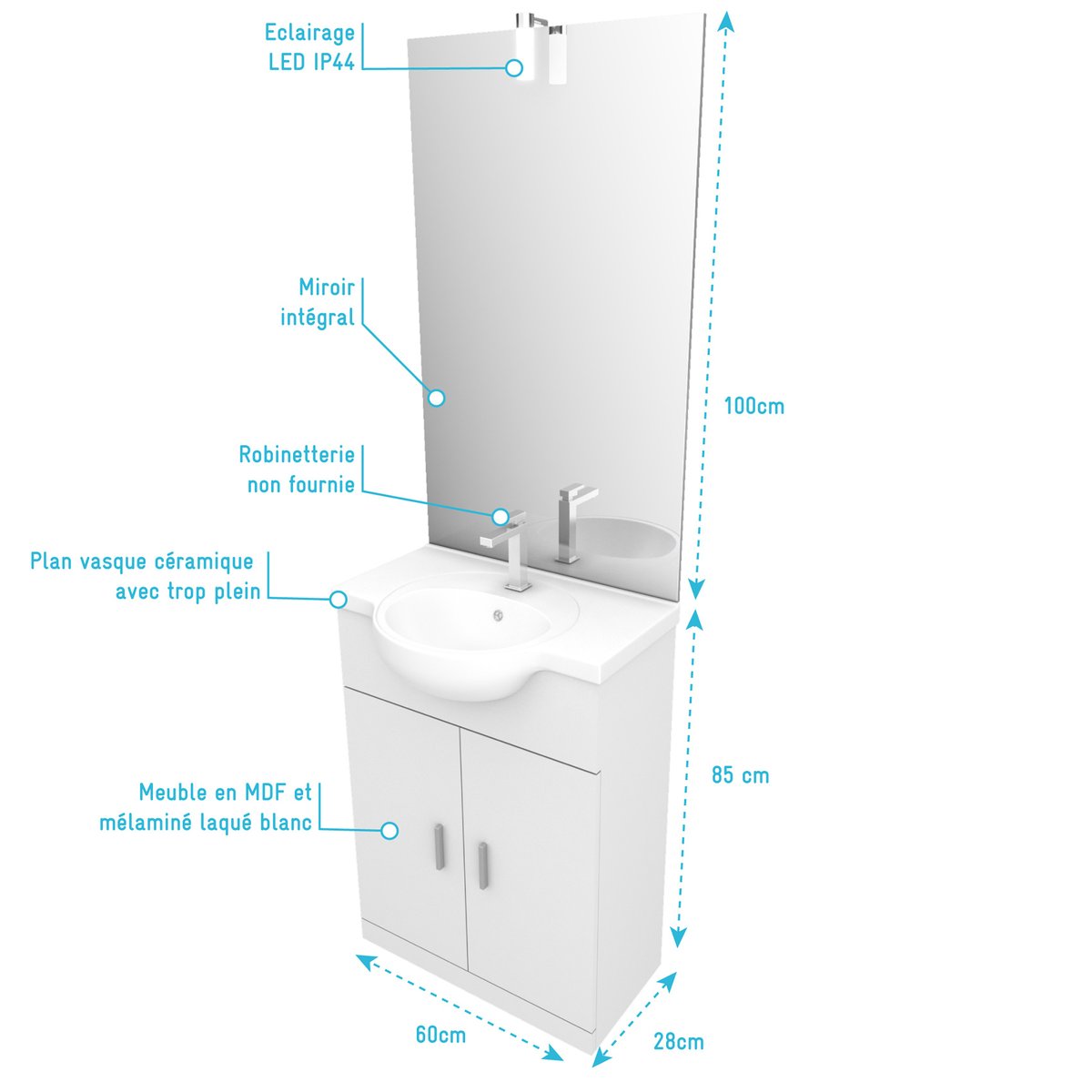 Lave mains Eco 62 blanc, HOME MAISON