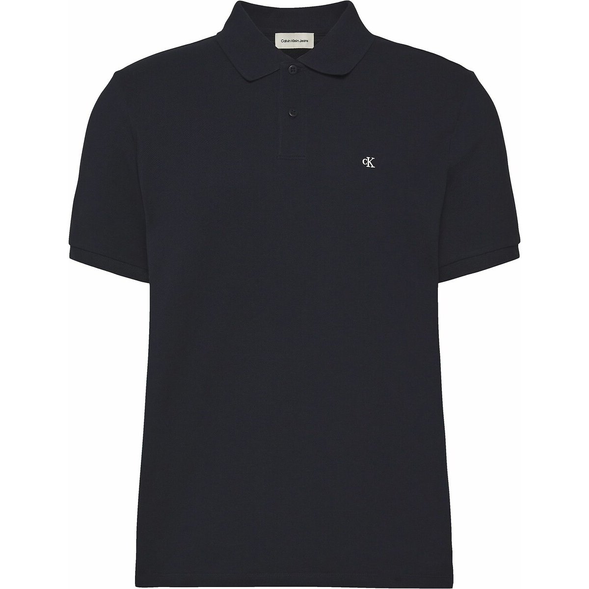 Cotton Pique Polo Shirt with Short Sleeves navy, CALVIN KLEIN JEANS