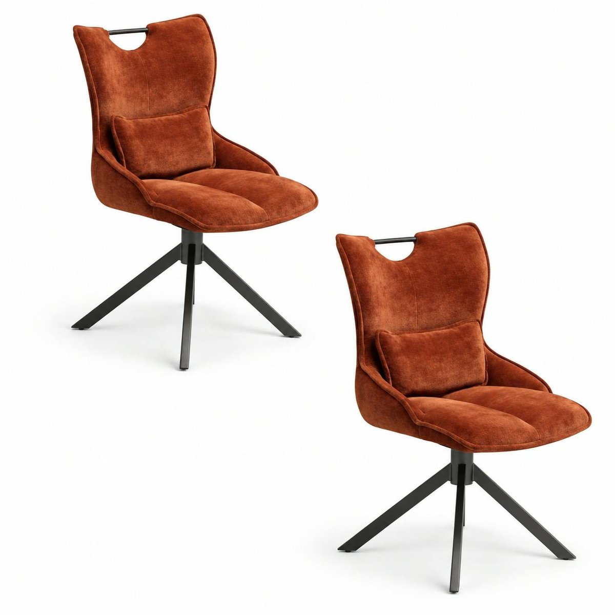 Chaise pivotante coussin et poignée tissu rouille (lot de 2) IENA brique, PIER IMPORT