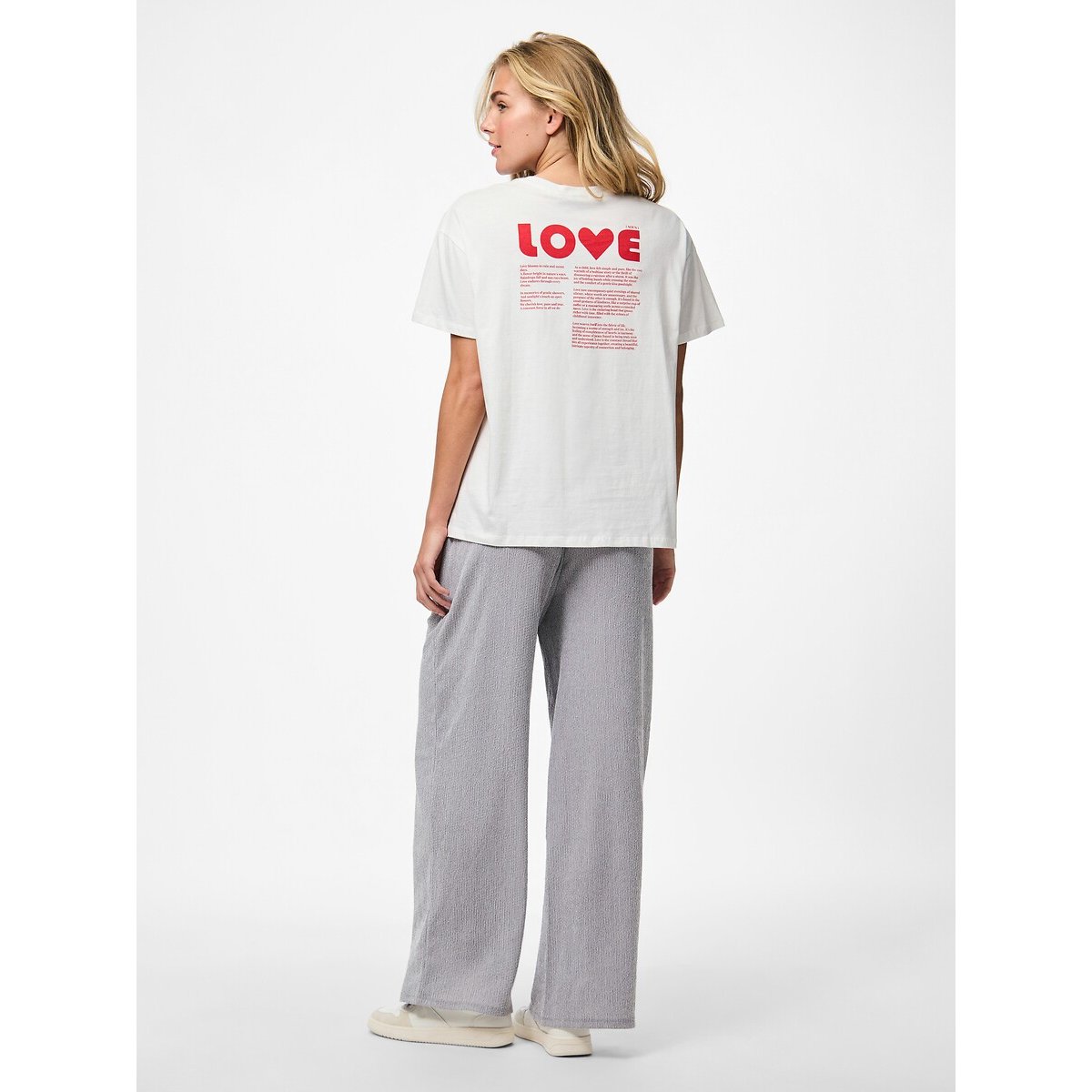 T-Shirt mit Pailletten-Motiv weiss, PIECES