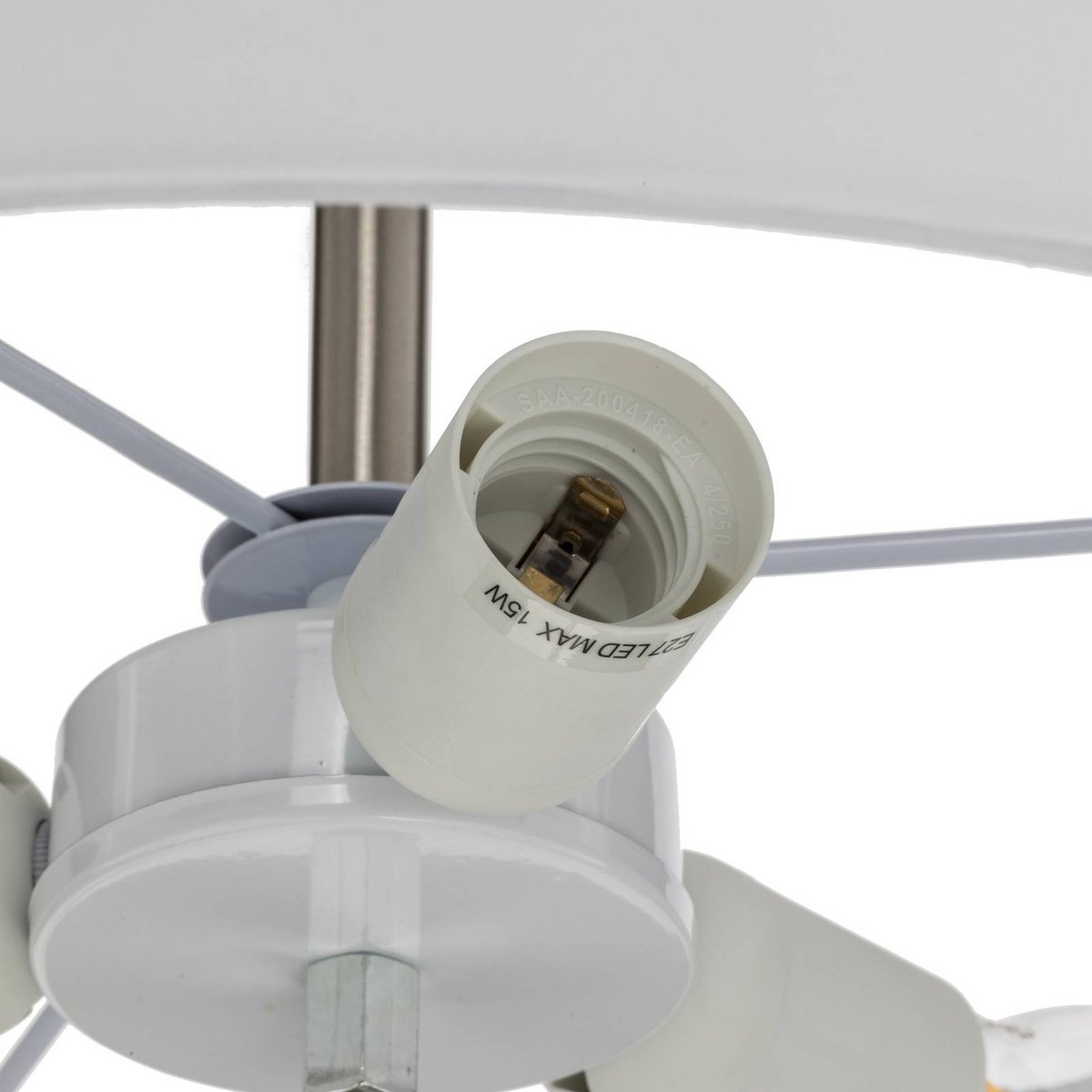 Plafonnier en textile moderne, Josia blanc, nickel mat, chrome, LINDBY