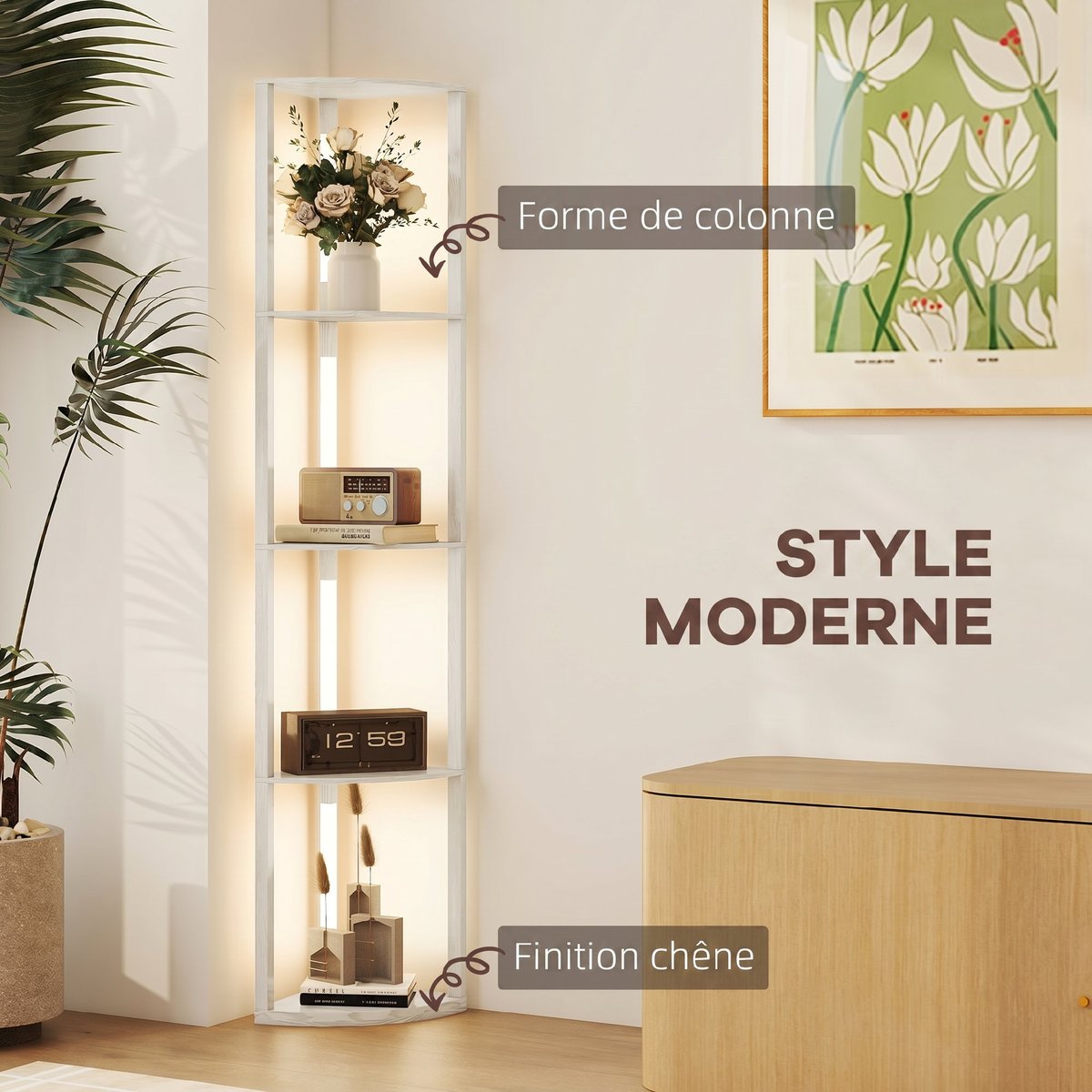 Lampadaire MDF Chêne chêne, HOMCOM