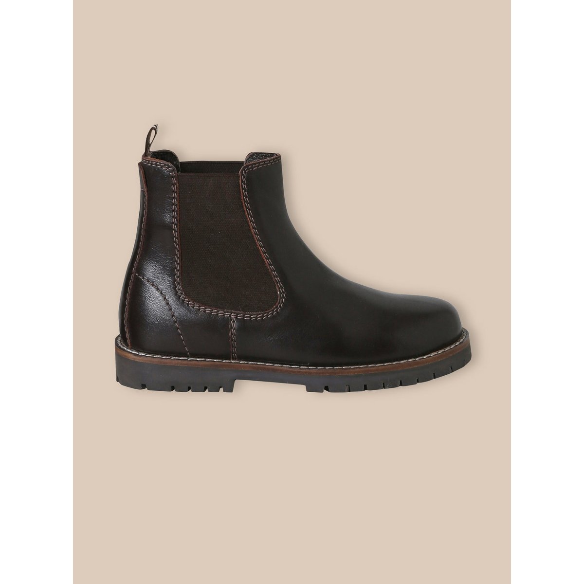 Boots chelsea en cuir marron fonce, CYRILLUS