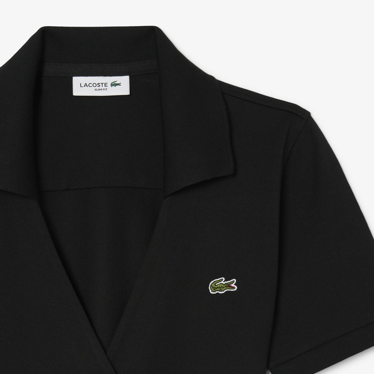 Vestido de mangas curtas, com decote em V preto , LACOSTE