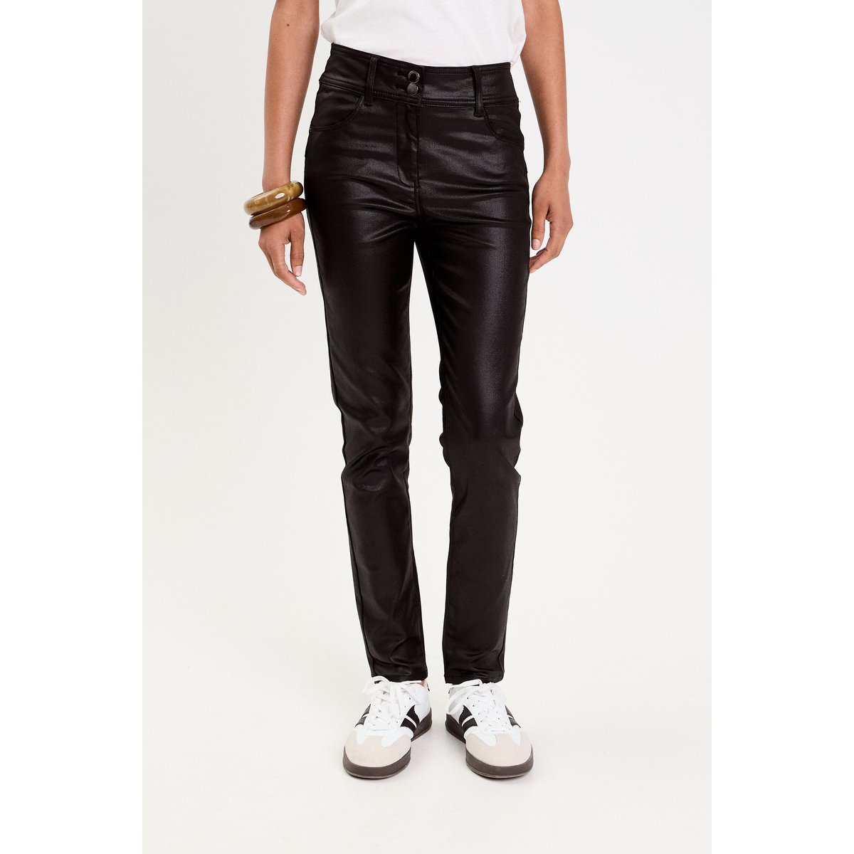 Pantalon enduit slim push-up denim noir enduit, CACHE CACHE