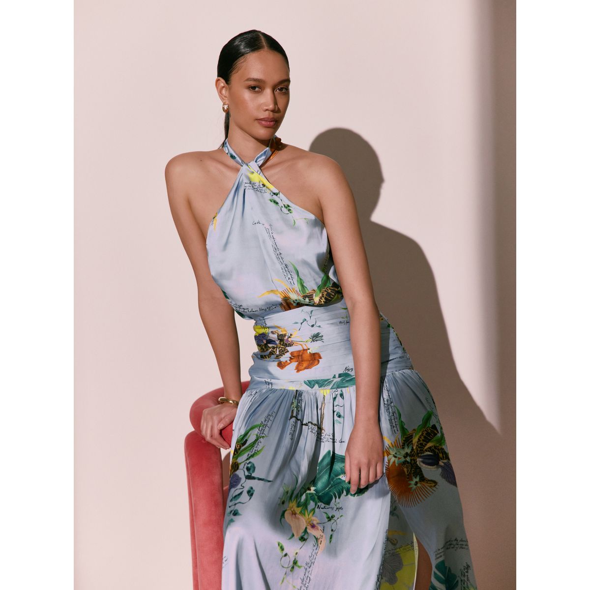 Top dos nu satin botanique kew collection imprimé floral bleu, NEXT