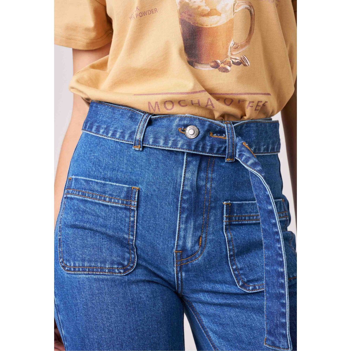 Jean wide leg femme KAMI med blue used, DEELUXE