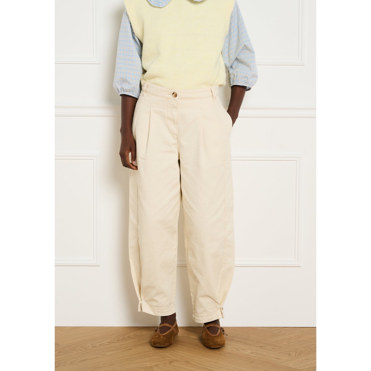 Pantalon barrel blanc vanille, LOLALIZA