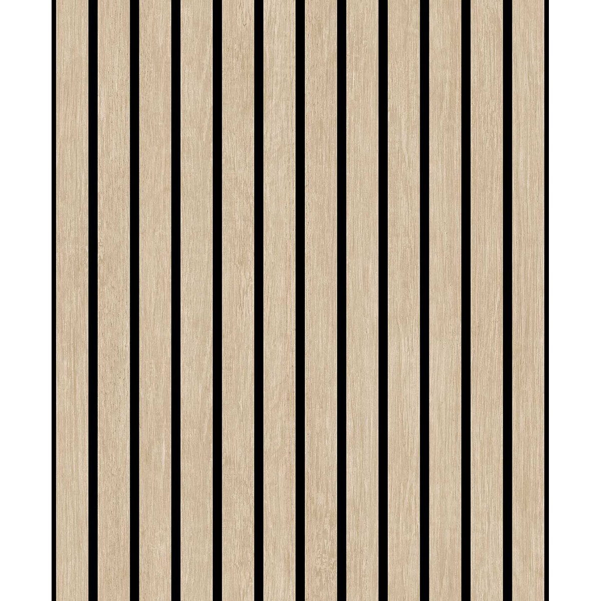 Papier peint bois clair et lignes grises modernes marron, HEXOA