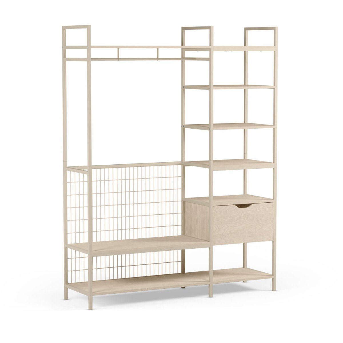 Dressing ouvert modulable 2 éléments en métal et bois L140xH179,5cm - AQABA beige, DRAWER