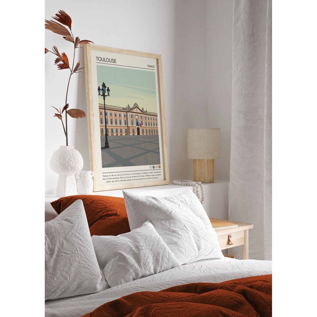 Affiche ville Toulouse Vintage blanc, L'AFFICHERIE