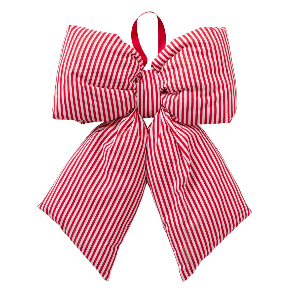 Décoration de Noël grand noeud en tissu rayé rouge et blanc 59x11.5x53cm rouge, WADIGA