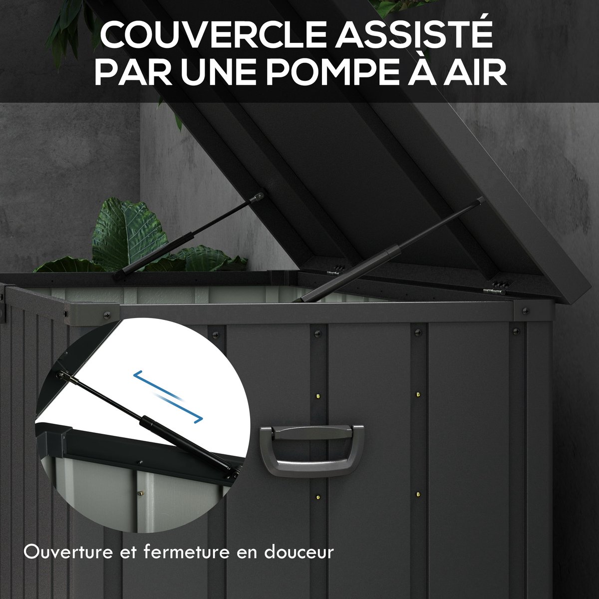 Coffre de rangement d'extérieur Acier Gris gris, OUTSUNNY