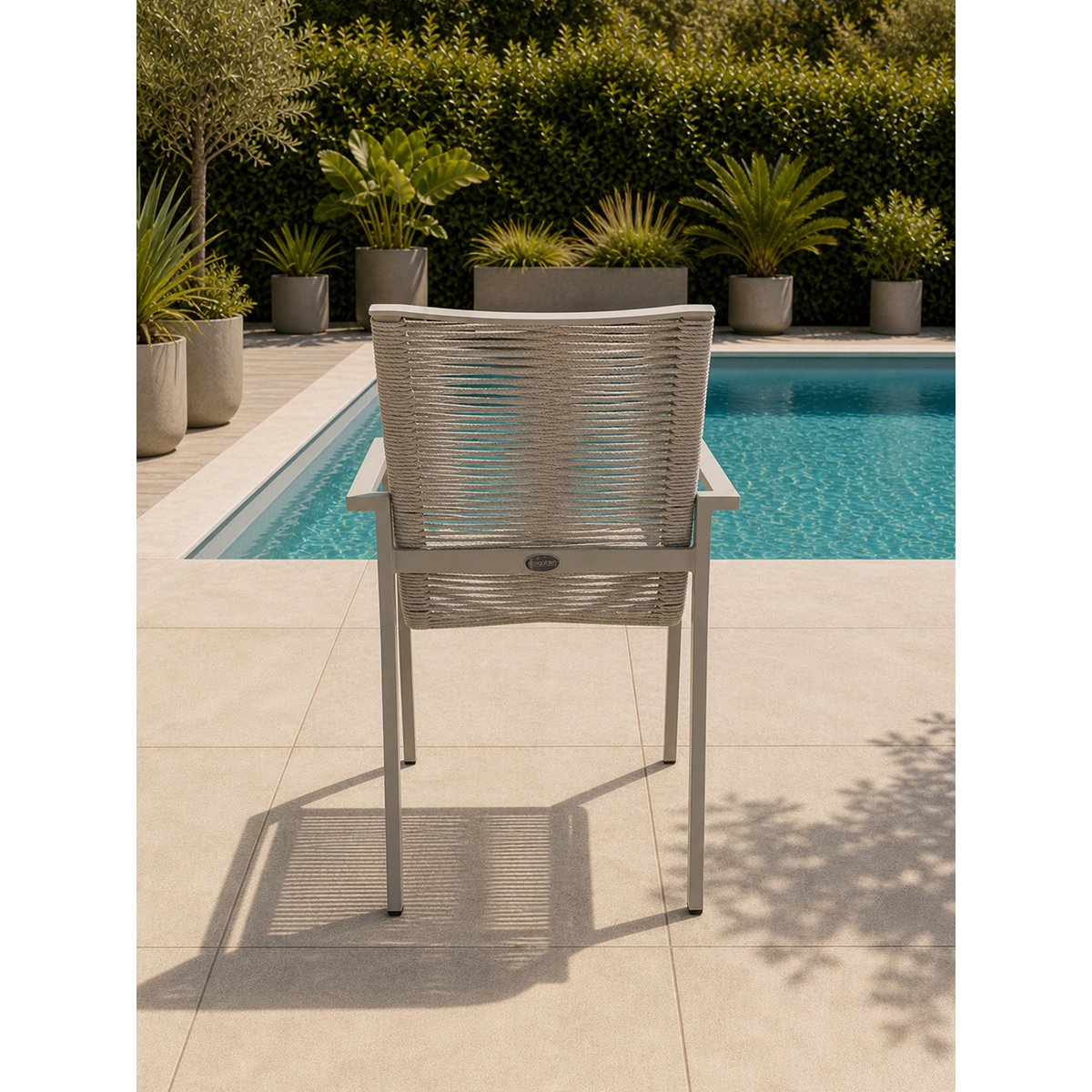 Fauteuil de jardin en aluminium et corde tissée MEXICO grège, DCB GARDEN