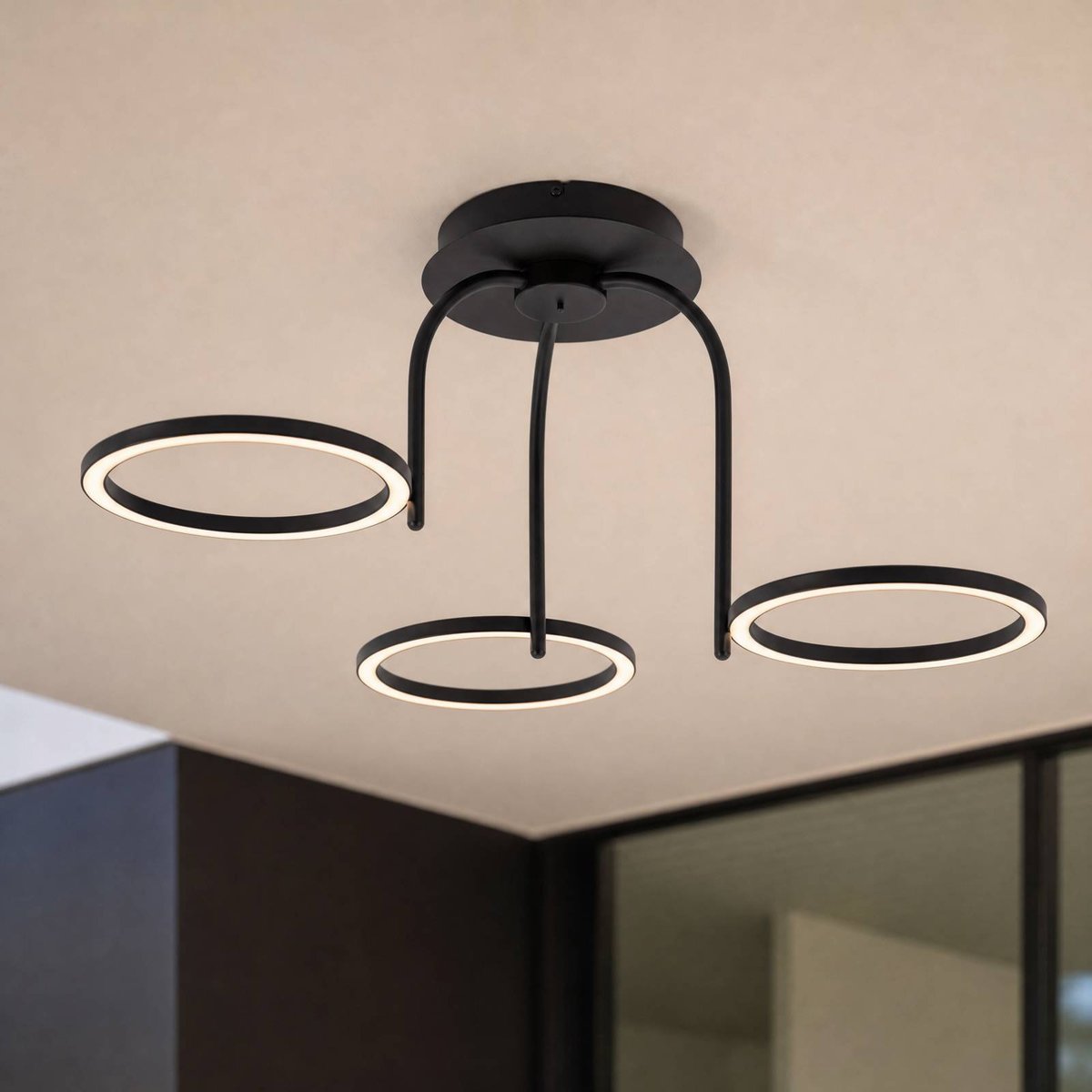 Plafonnier en métal designLED, Sylvara noir, LUCANDE