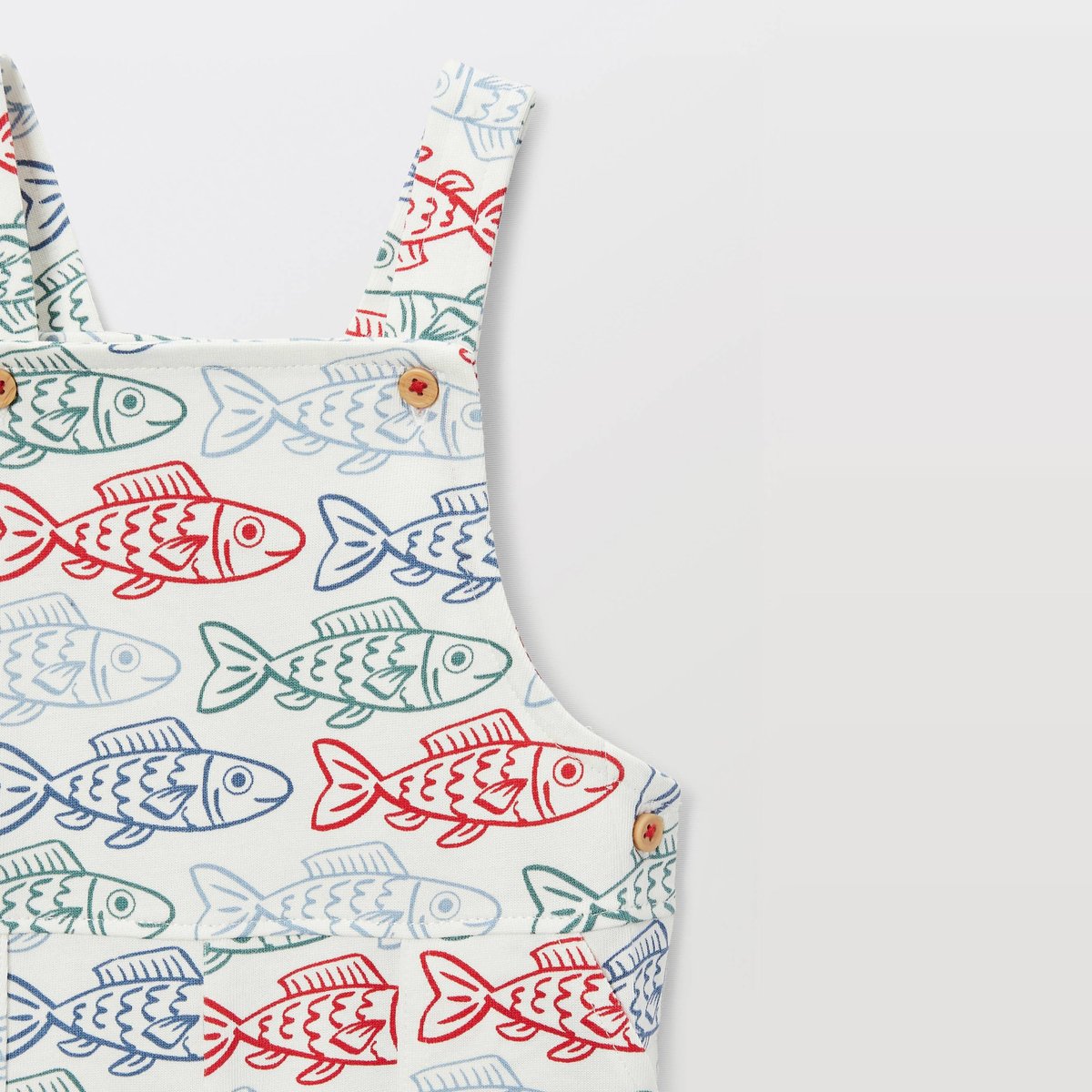 Salopette courte imprimée en coton BIO GOTS naturel, BOUT'CHOU