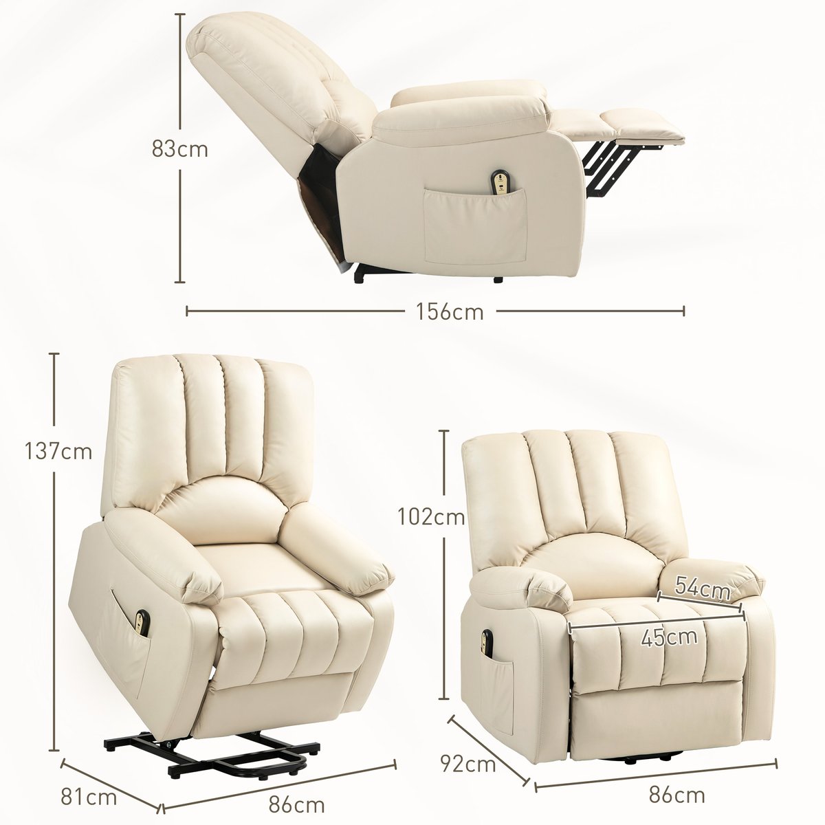 Fauteuil releveur électrique Microfibre beige, HOMCOM