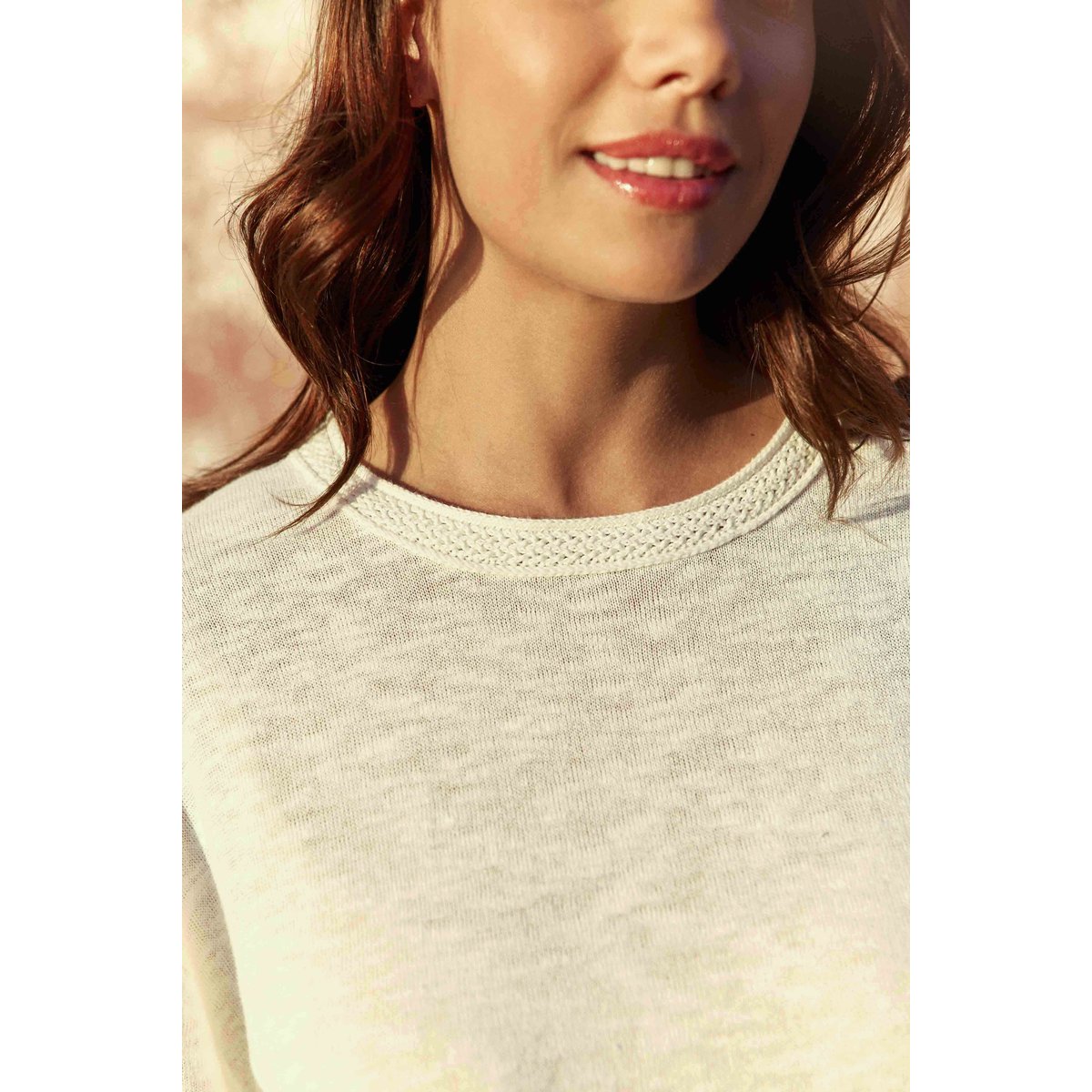 T-shirt manches courtes col rond uni MIRLEY 11-ecru, LA PETITE ETOILE