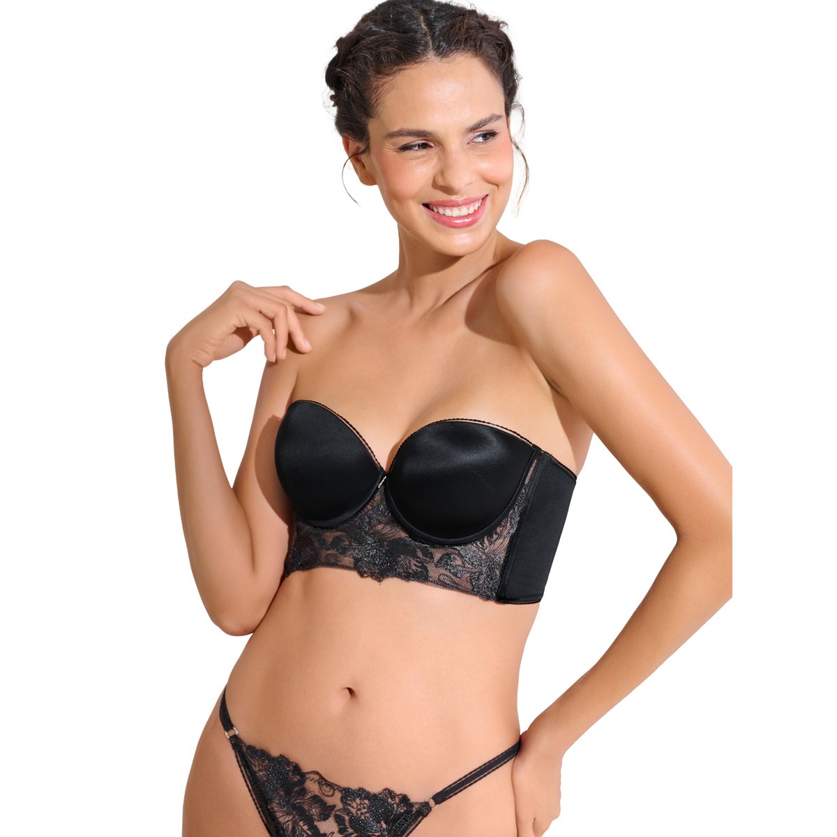 Soutien-gorge bustier balconnet préformé EMINENCE noir, LISCA
