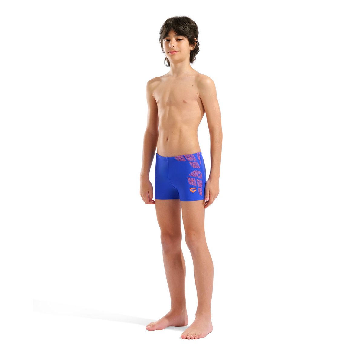 Short de bain taille basse pour garçon arena Feel Kikko neon blue-team orange, ARENA