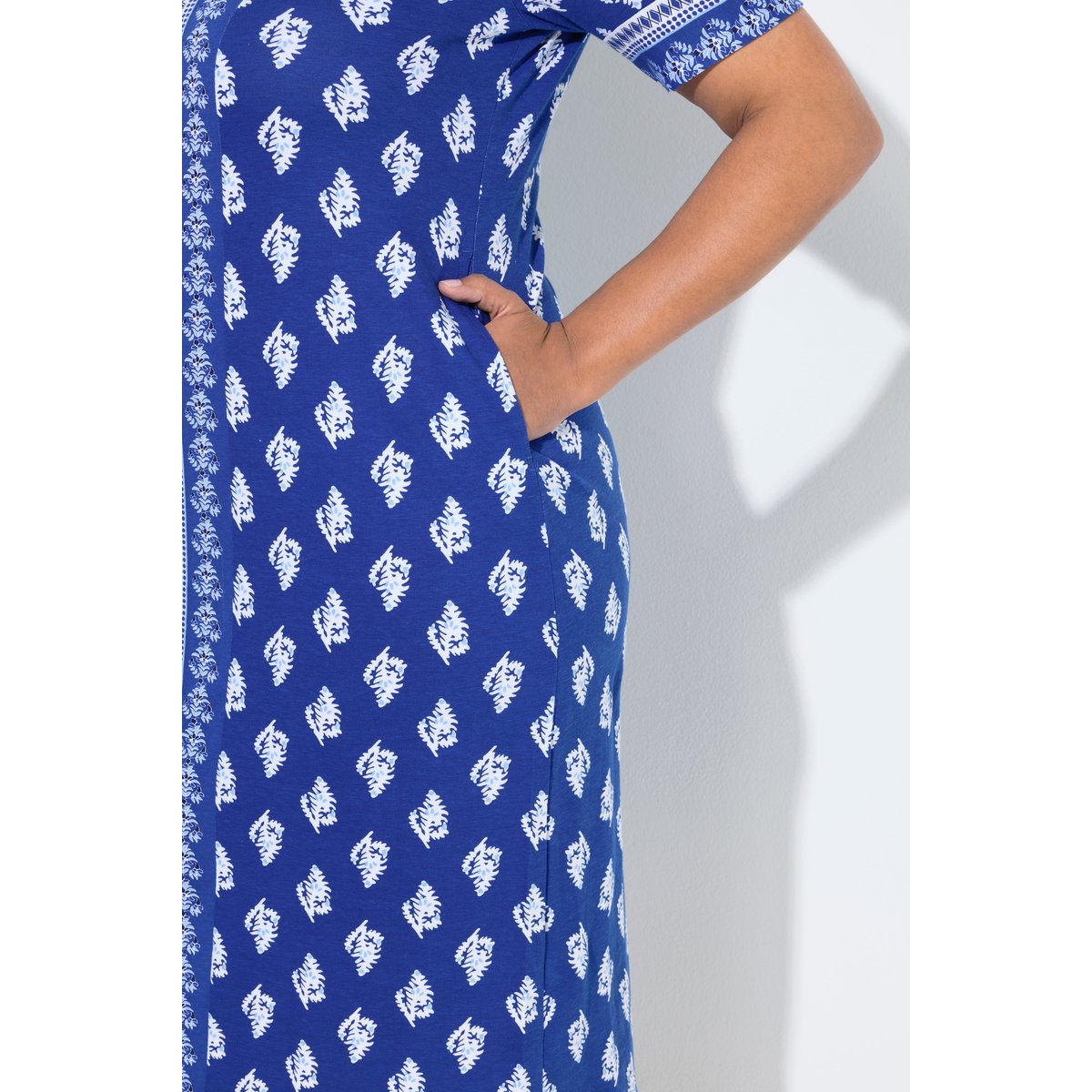 Robe midii motif ethnique bleu roi, ULLA POPKEN