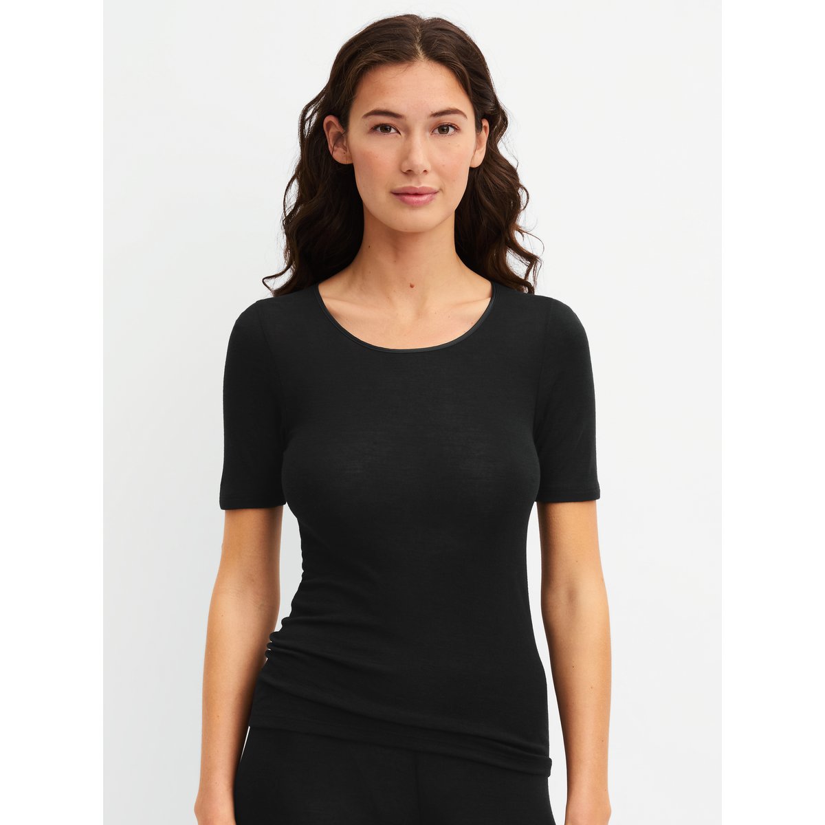 T-shirt manches courtes en laine et soie manches courtes Laine TRUE CONFIDENCE noir, CALIDA