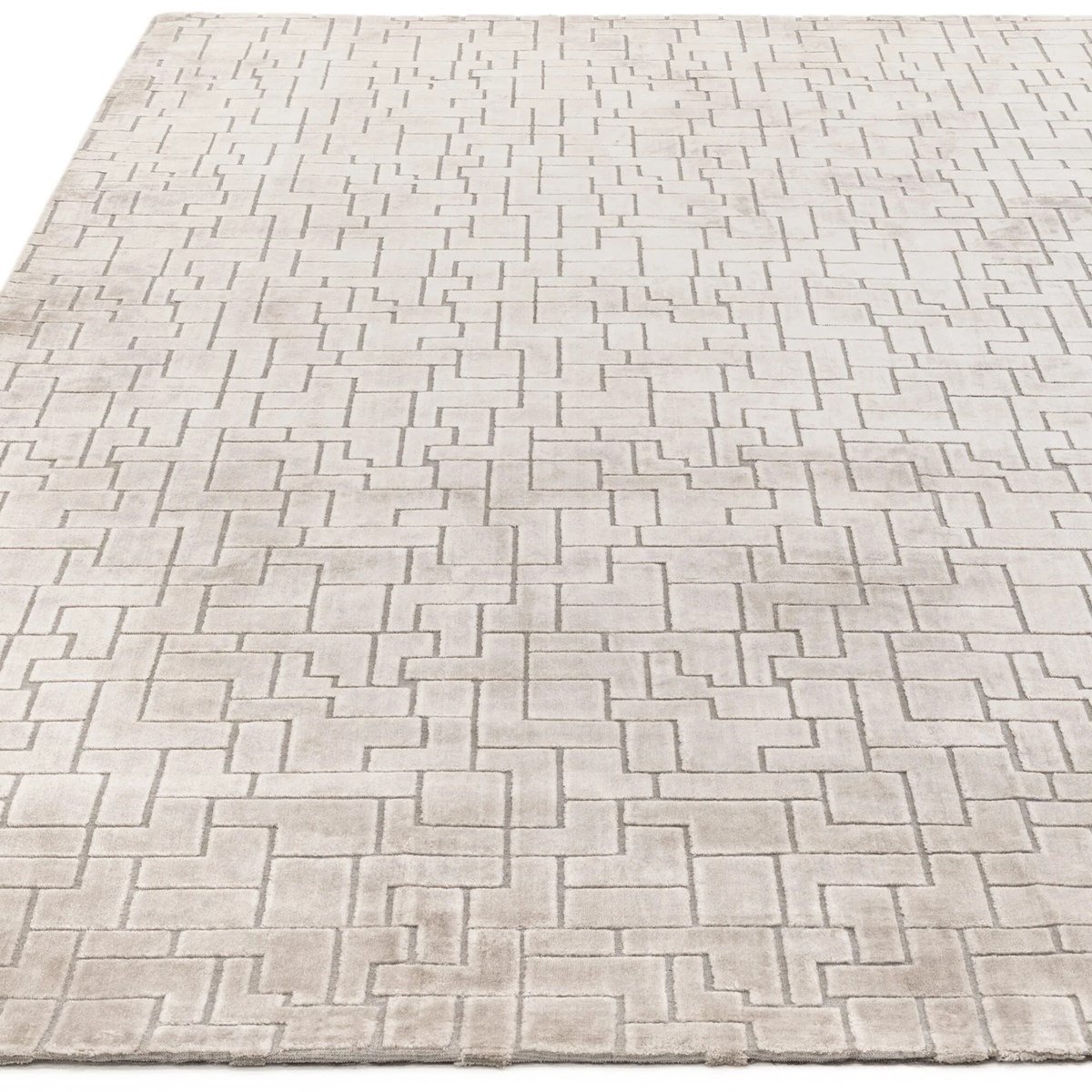 Tapis salon et chambre tissé main TETRIS argent, NOVATREND
