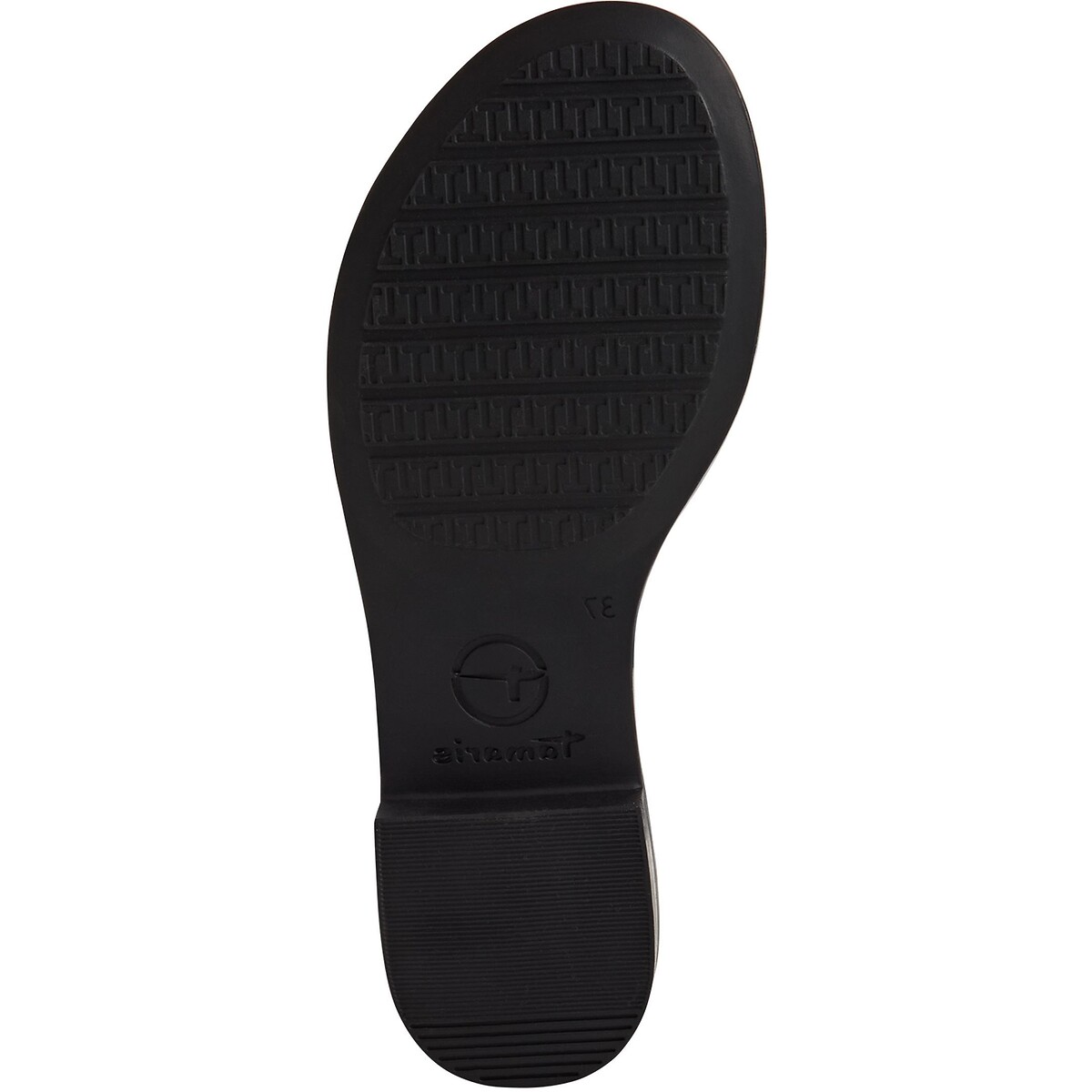 Sandales plates en cuir noir, TAMARIS