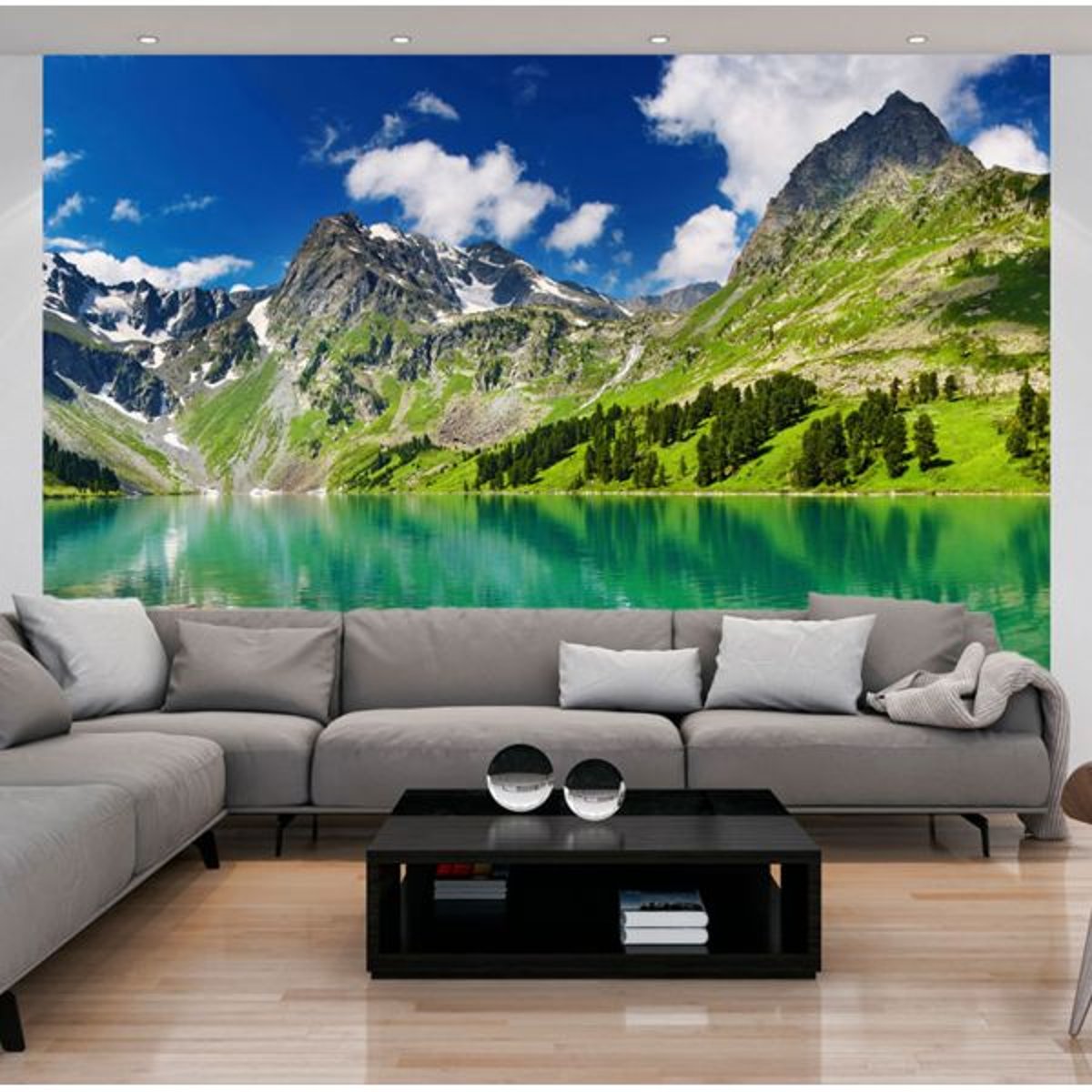 Papier peint intissé panoramique Paysage Lac de montagne bleu, EDEN