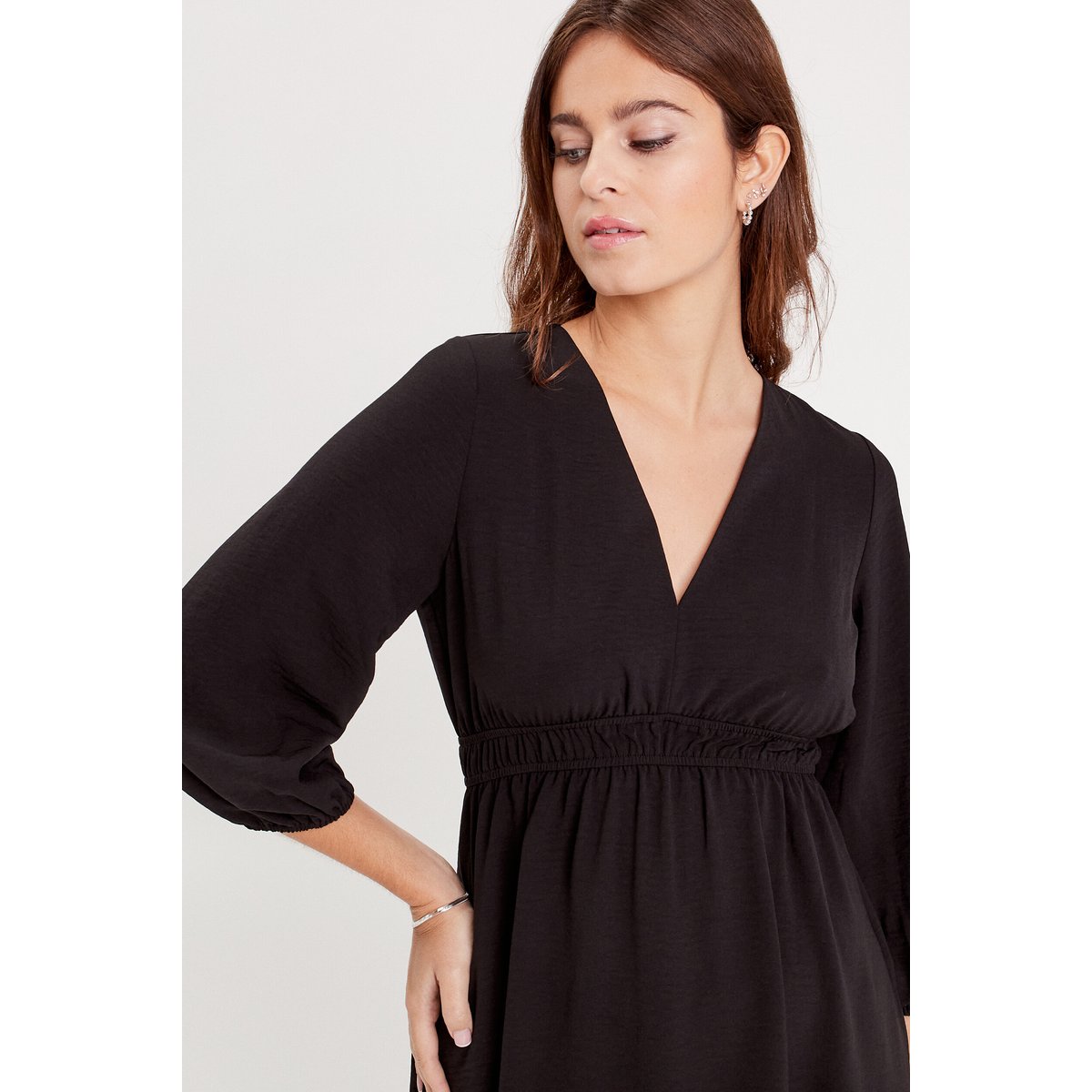 Robe évasée manches 3/4 noir, CACHE CACHE