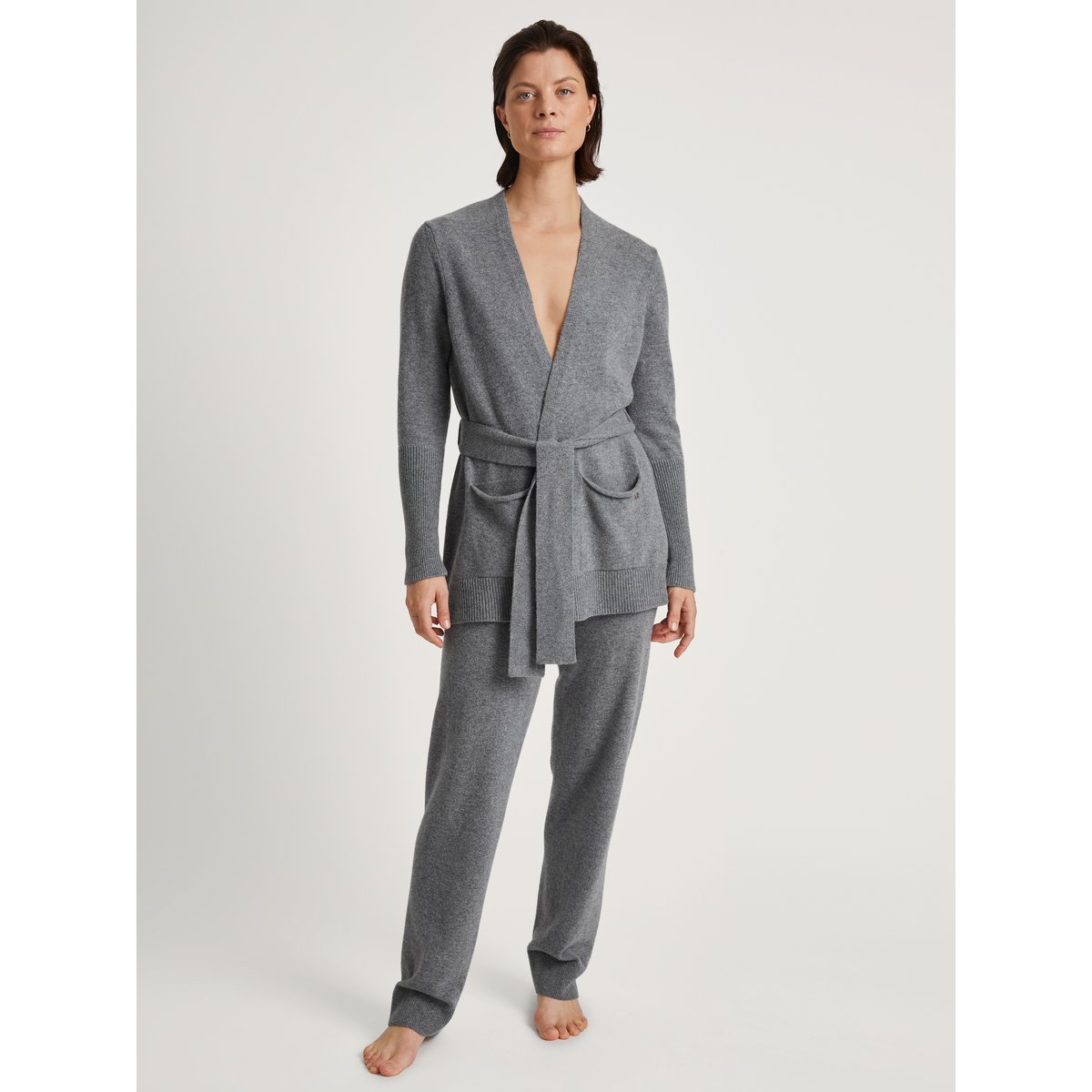 Veste tricotée en laine vierge manches longues Laine THE COSY COLLECTION cosy grey melé, CALIDA