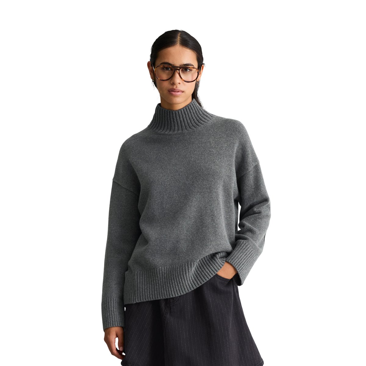 Pull oversize en mélange de laine doux gris, MARC O’POLO DENIM