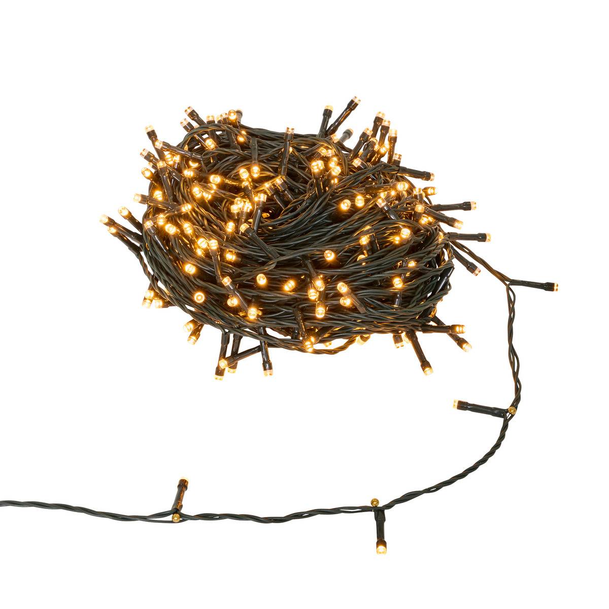 Guirlande lumineuse Technobright 300 LED 8 fonctions 30m avec minuteur ambre fil vert ambre, FEERIC LIGHTS & CHRISTMAS