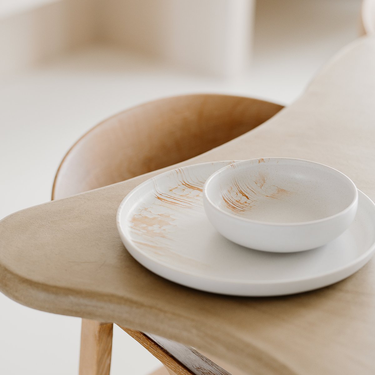 Lot de 4 assiettes AQUAREL beige, SP COLLECTION