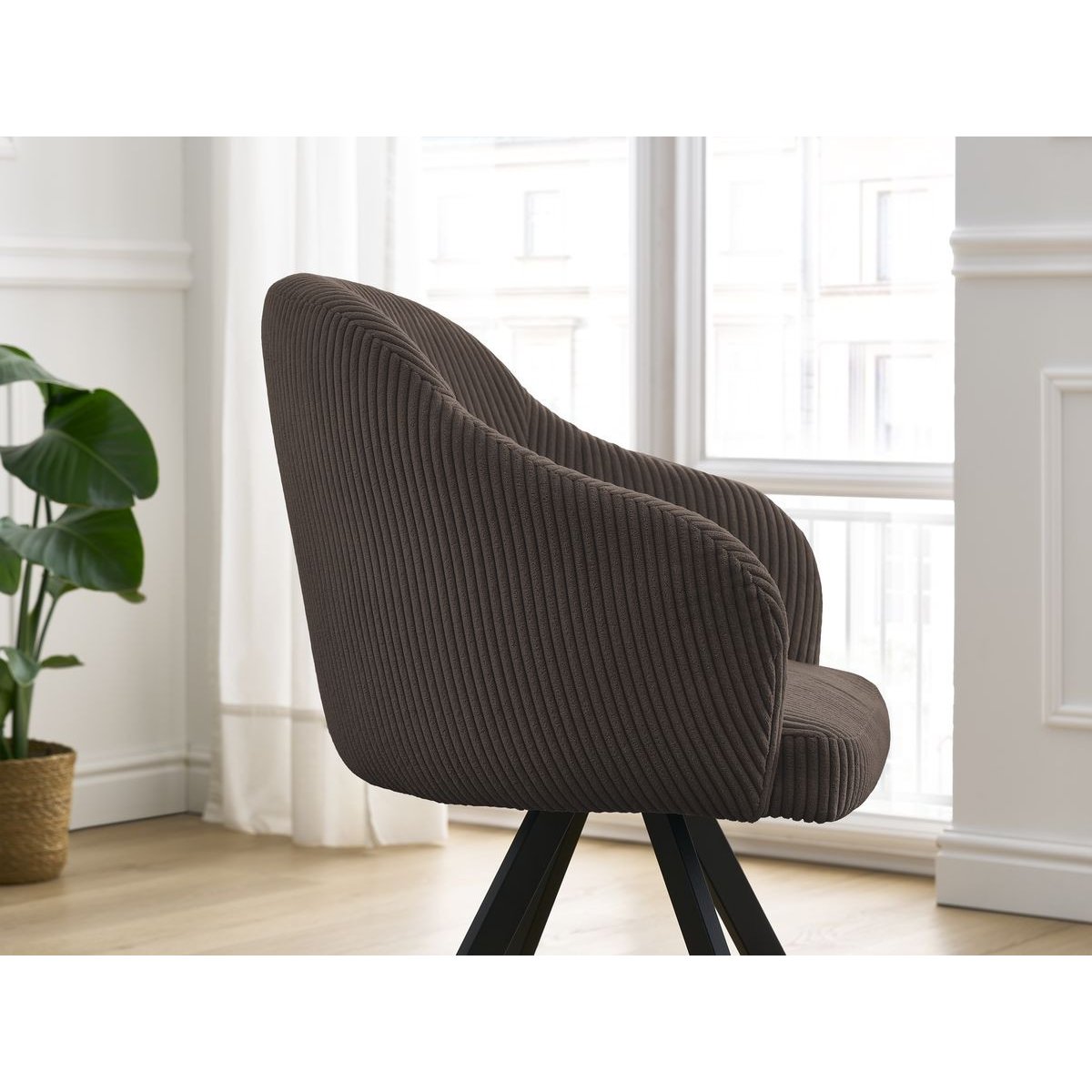 Chaise velours côtelé, SOPHIE marron, BOBOCHIC
