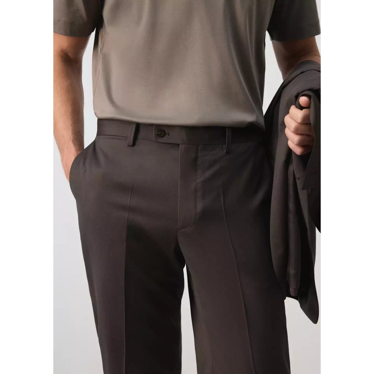Pantalon costume Turín 100 % laine marron, MANGO MAN