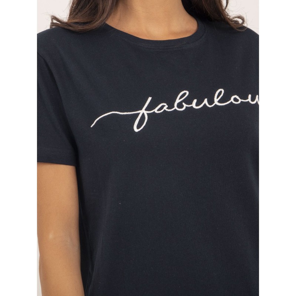 T-shirt Col Rond Message Fiorelli bleu marine, DONA LISA