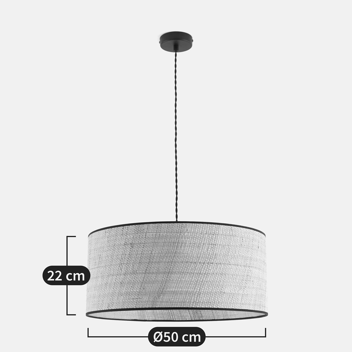 Suspension, abat-jour en raphia diamètre 50 cm, DOLKIE naturel, LA REDOUTE INTERIEURS