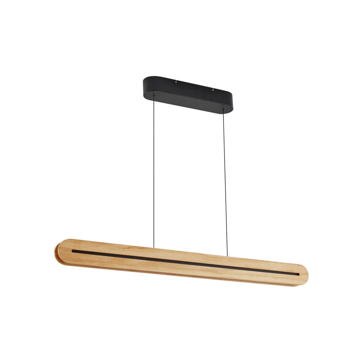 Suspension en bois moderneLED, Darnor bois clair, noir, LUCANDE