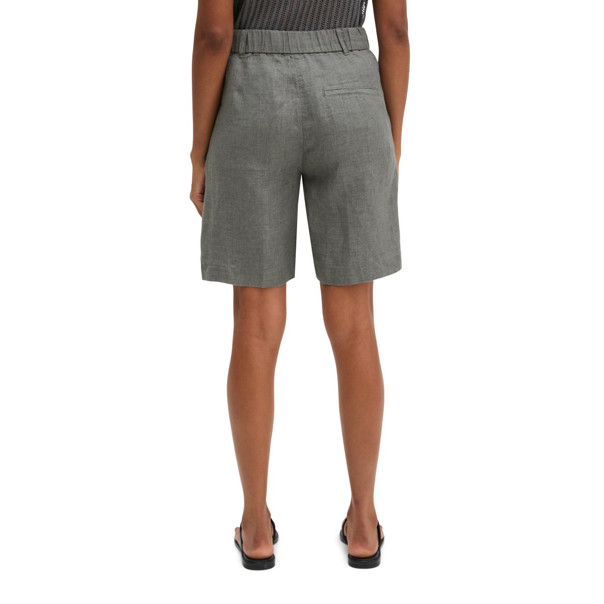 Short en lin droit avec ceinture élastique gris, MARC O'POLO