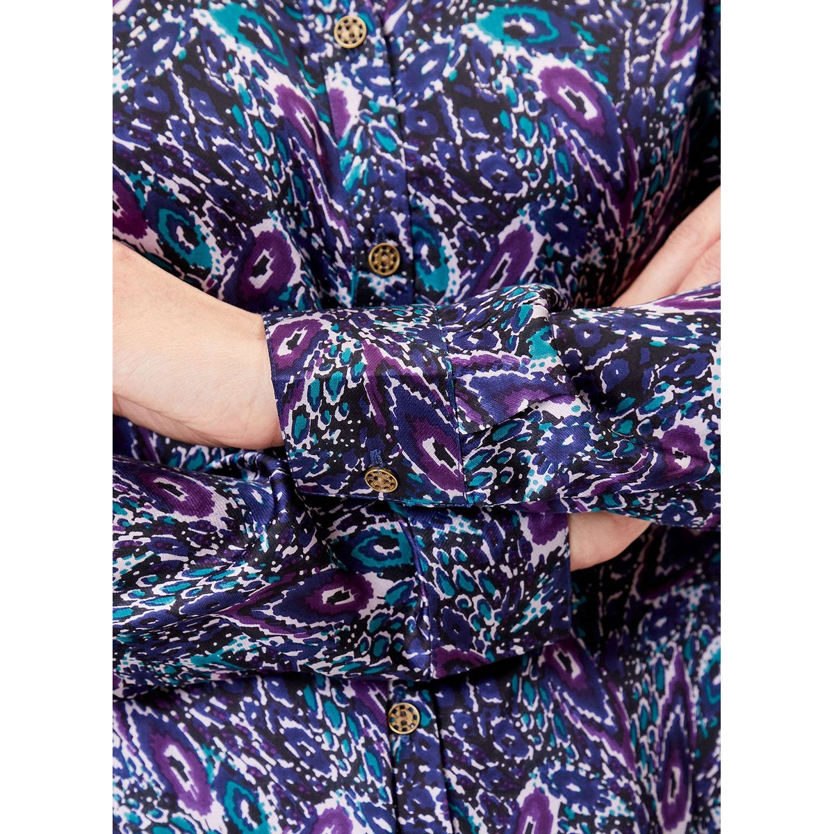 Chemise coupe droite imprimée REY violet foncé, LA FIANCÉE