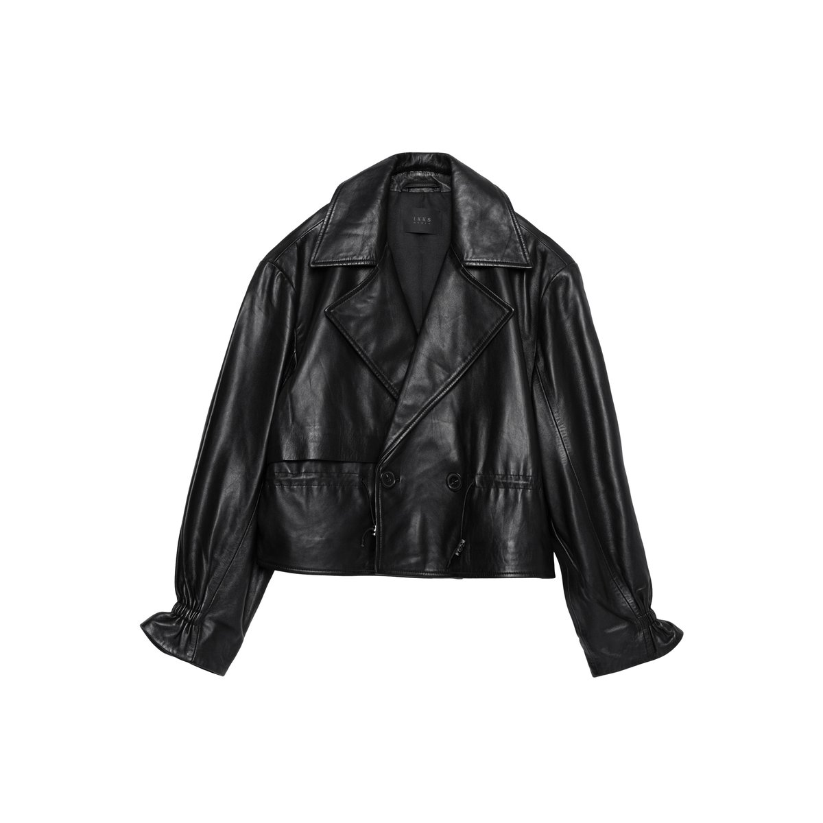 Veste oversize courte en cuir noir, IKKS