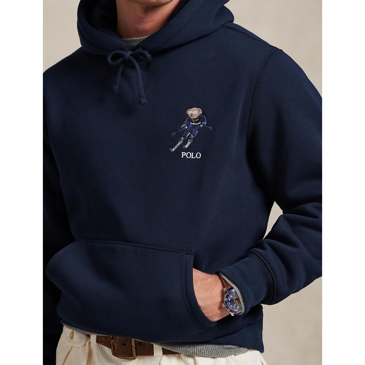 Sweat à capuche Polo Bear en molleton bleu marine, POLO RALPH LAUREN