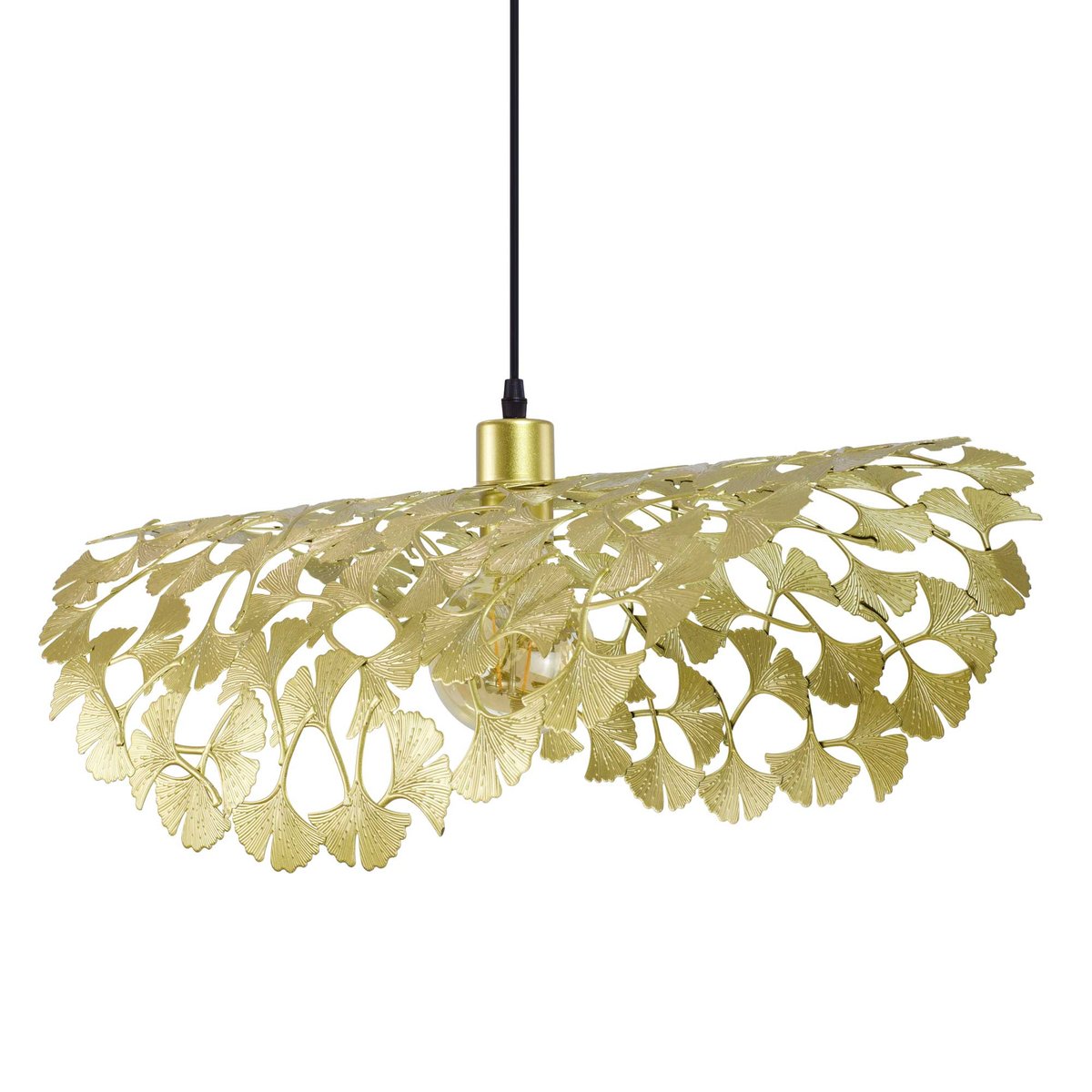 Suspension en métal feuilles de ginko biloba, MORPHOSE doré, C-CREATION