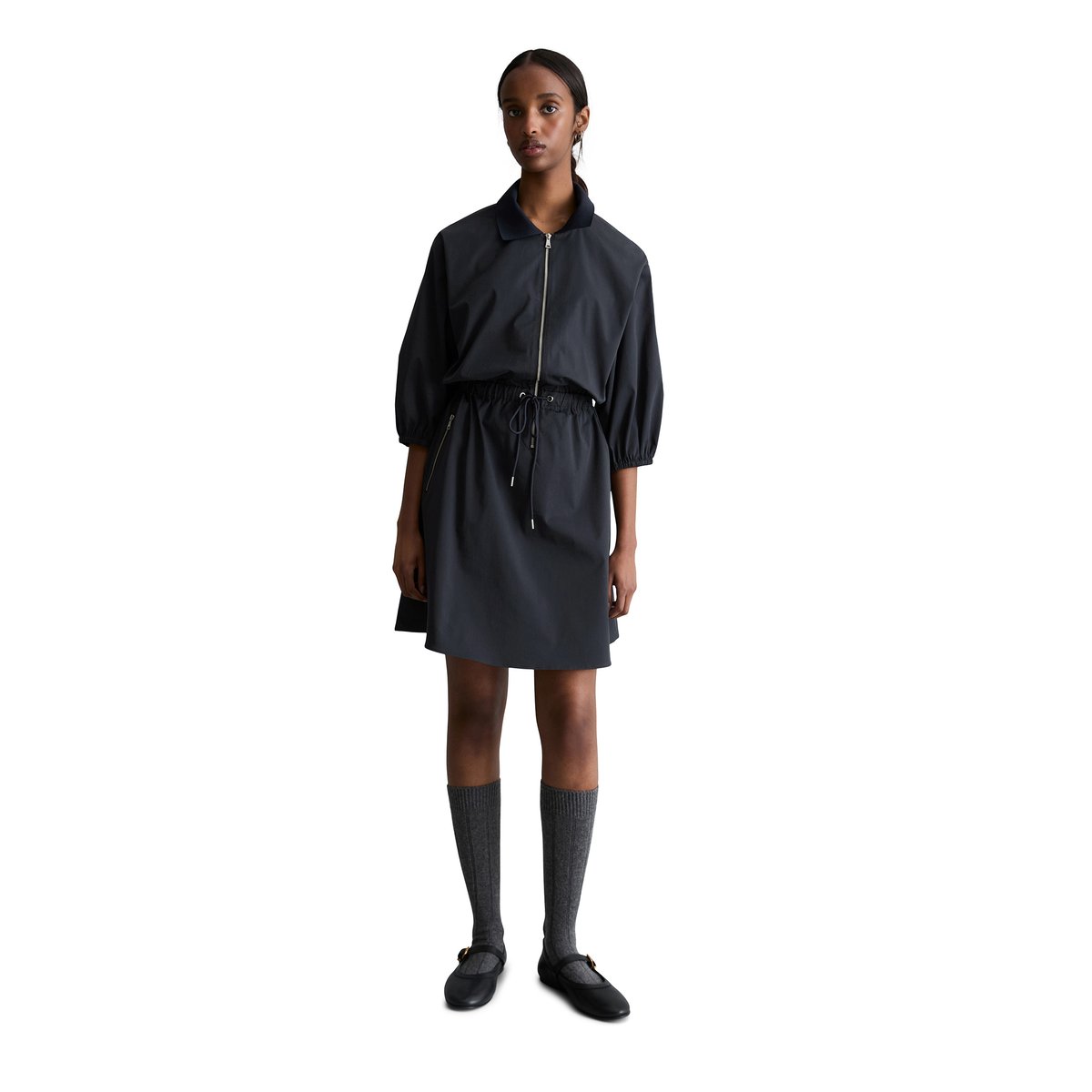 Robe courte relaxed en coton organique mélangé stretch bleu foncé, MARC O’POLO DENIM