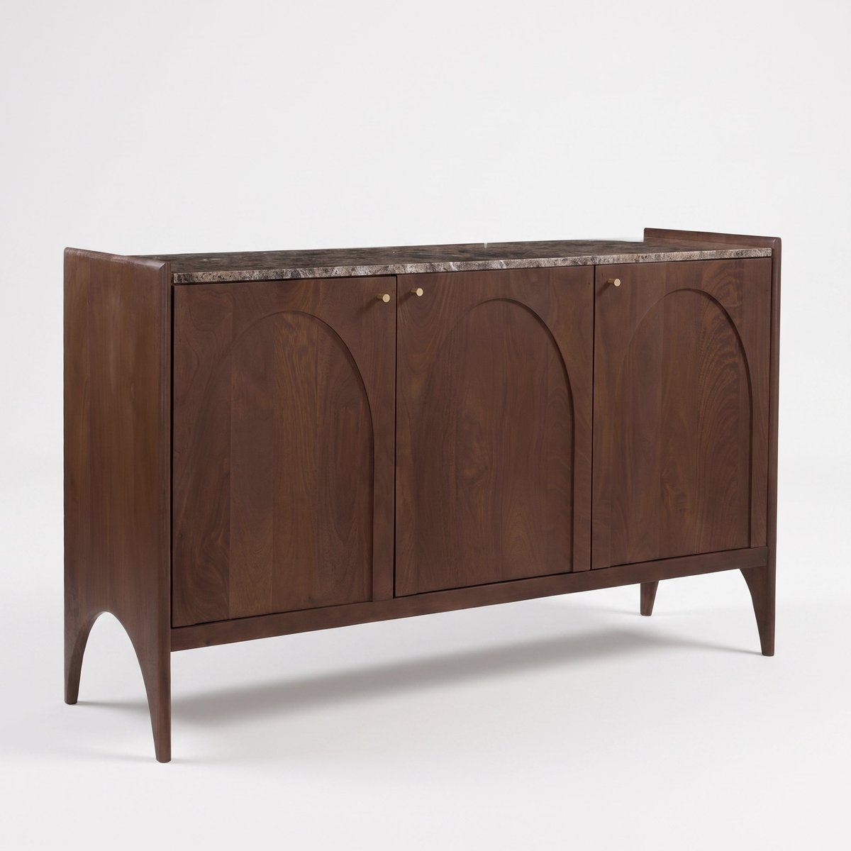 Buffet en bois de manguier et plateau en marbre - SANDRO marron foncé, MAISON PAVANE