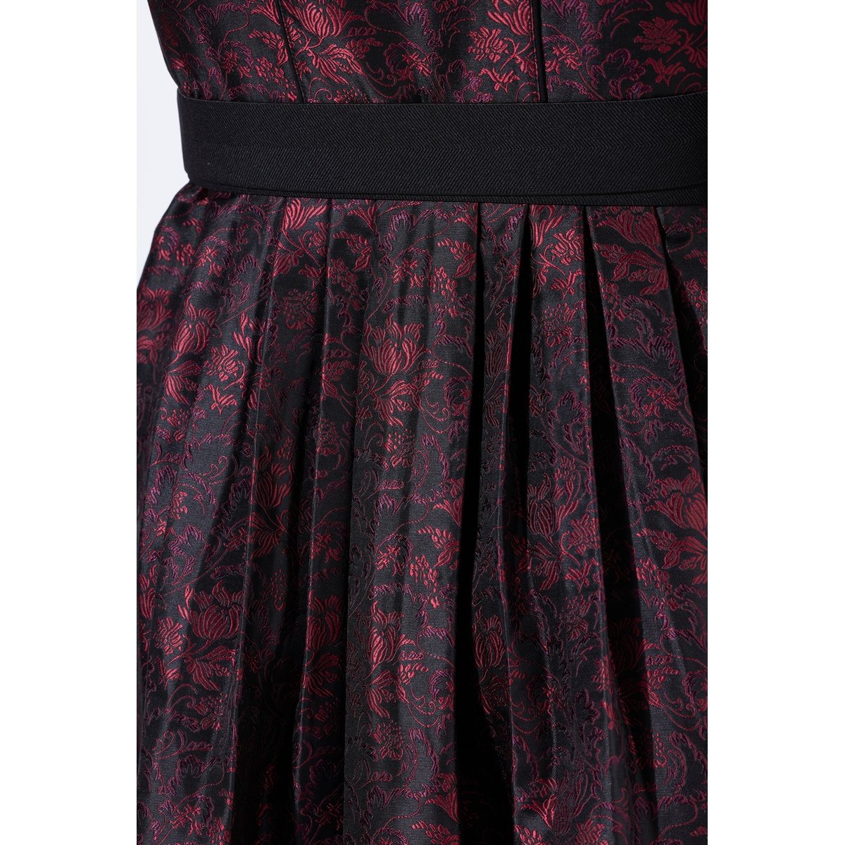 Dirndl, jacquard, col carré rouge vin foncé, ULLA POPKEN