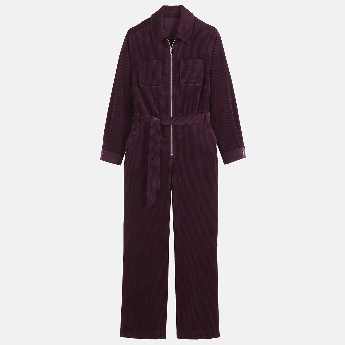 Combinaison pantalon zippée en velours côtelé violet prune, LA REDOUTE COLLECTIONS