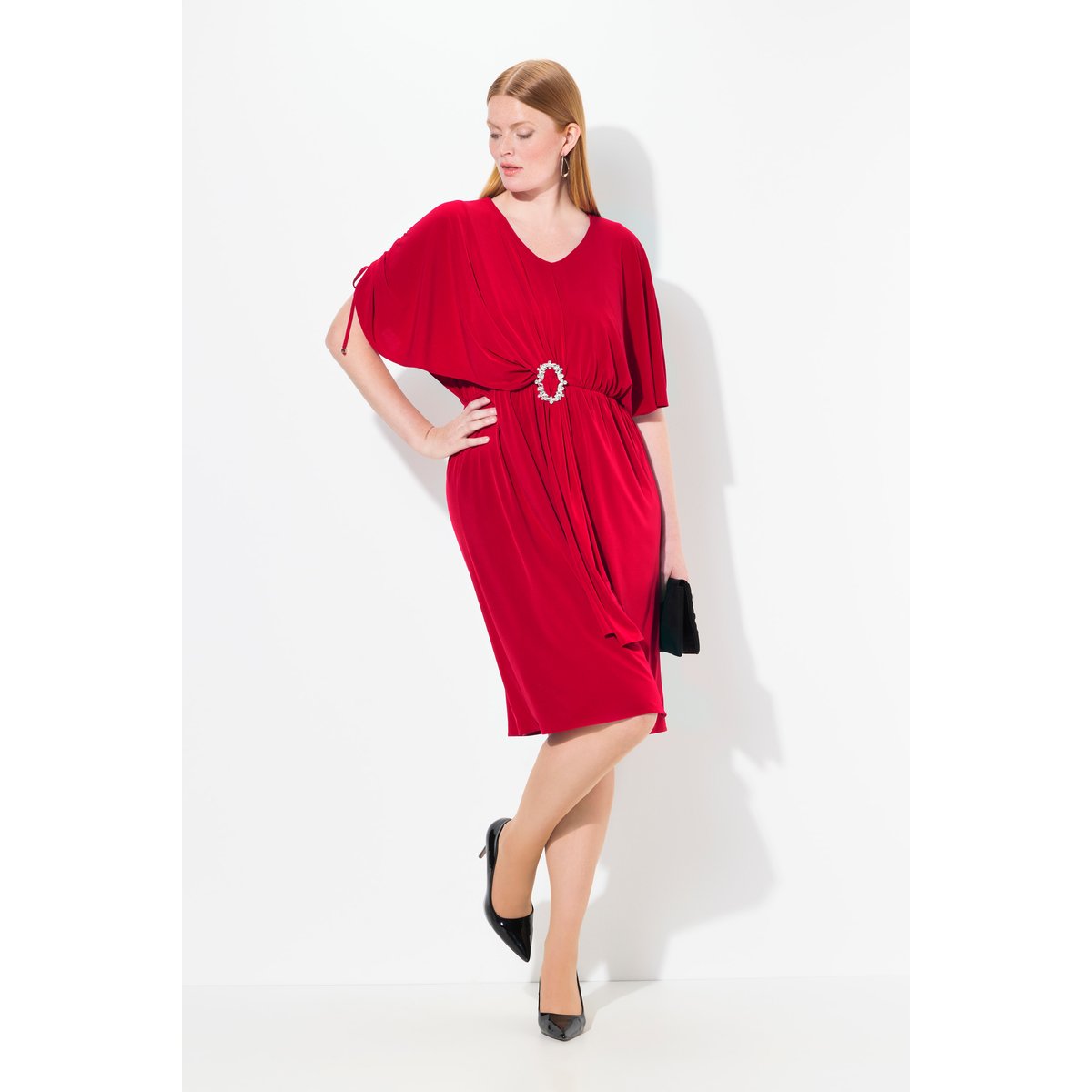 Robe midi oversize, boucle fantaisie rouge clair, ULLA POPKEN